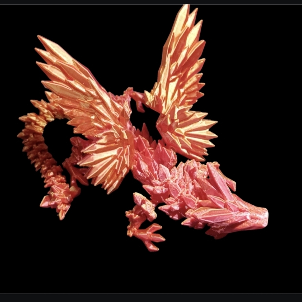 NEW 3D Printed Vibrant Red and Gold Dragon Figurine Fidget Toy